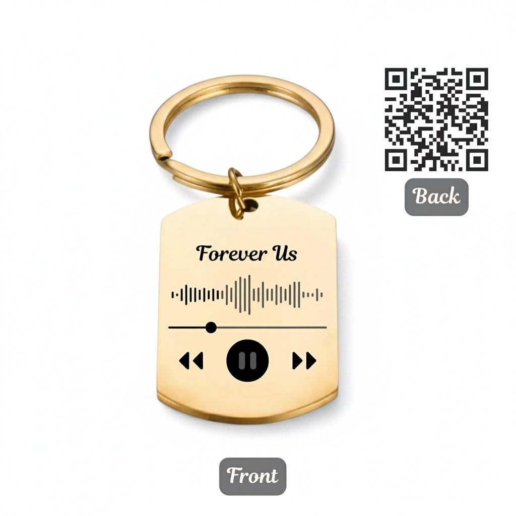 Custom Soundwave Keychain: Scannable QR Code, Personalized Music Gift