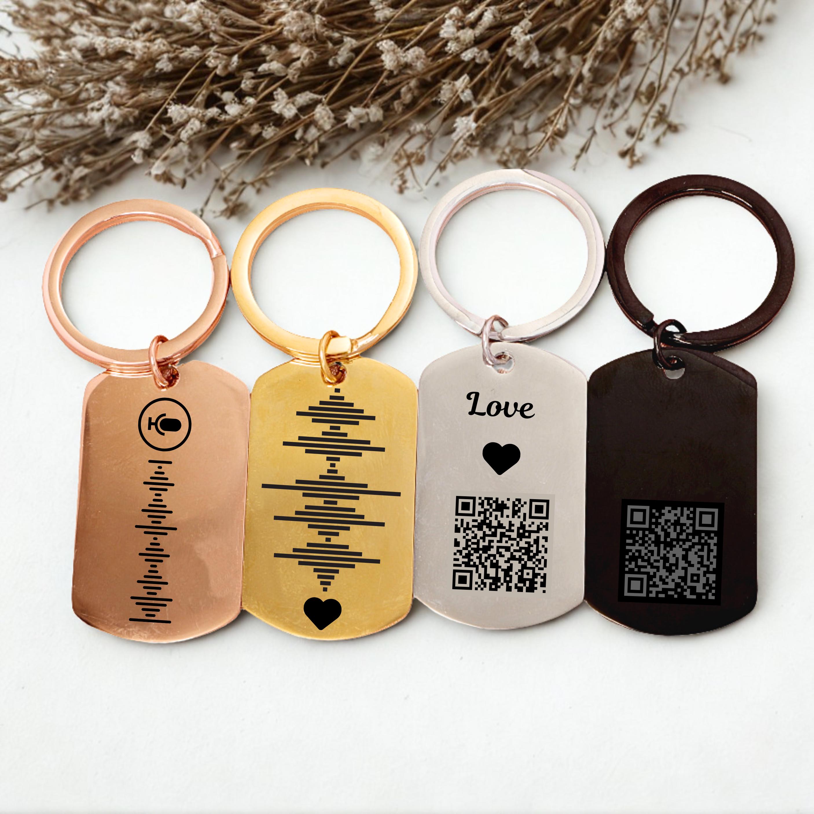 Custom Soundwave Keychain: Scannable QR Code, Personalized Music Gift