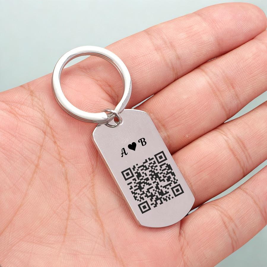 Custom Soundwave Keychain: Scannable QR Code, Personalized Music Gift