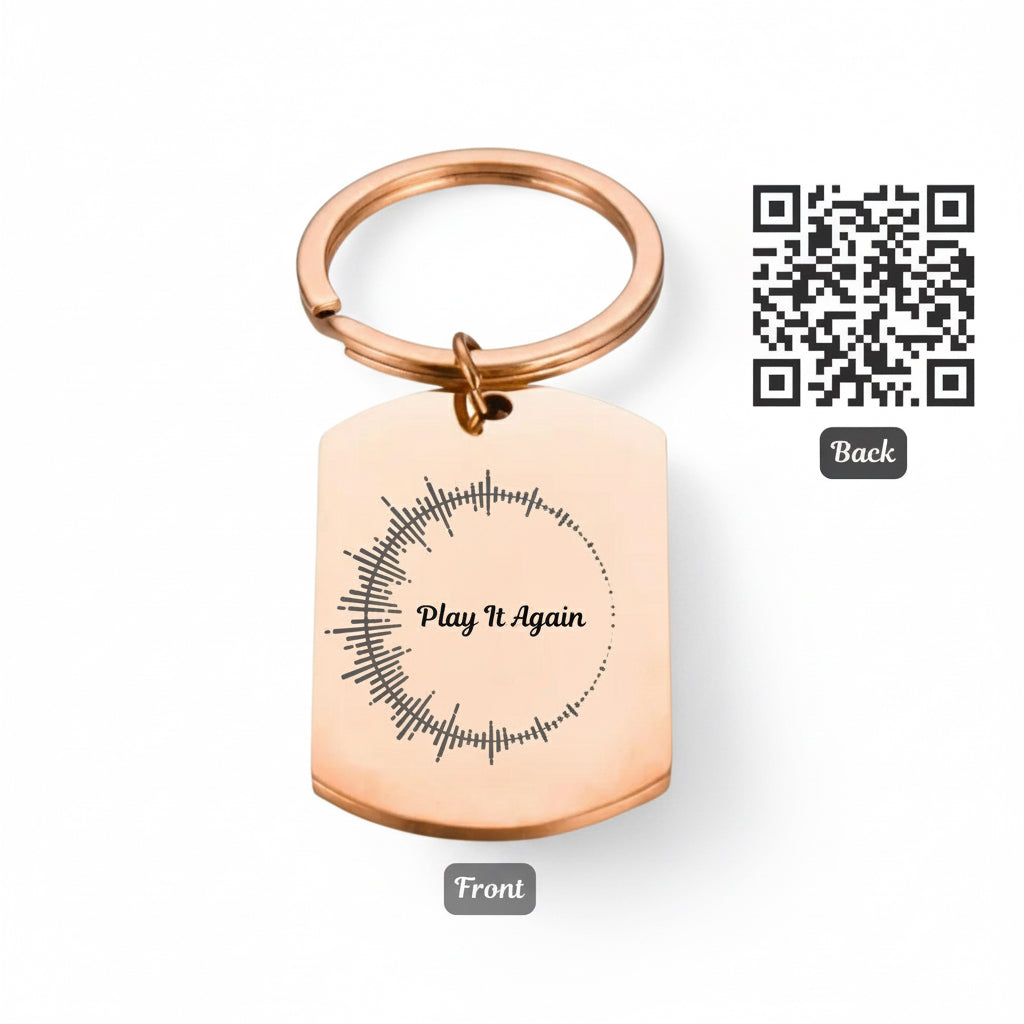 Custom Soundwave Keychain: Scannable QR Code, Personalized Music Gift