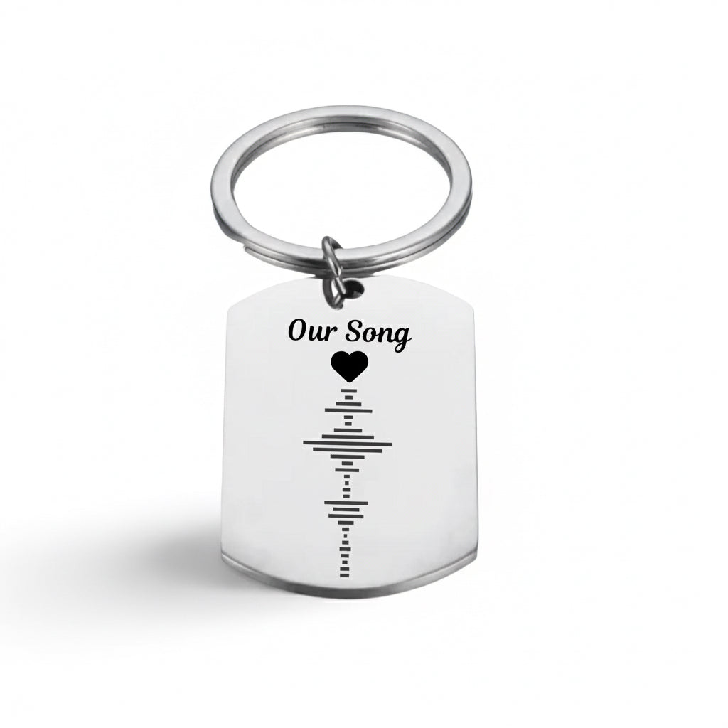 Custom Soundwave Keychain: Scannable QR Code, Personalized Music Gift