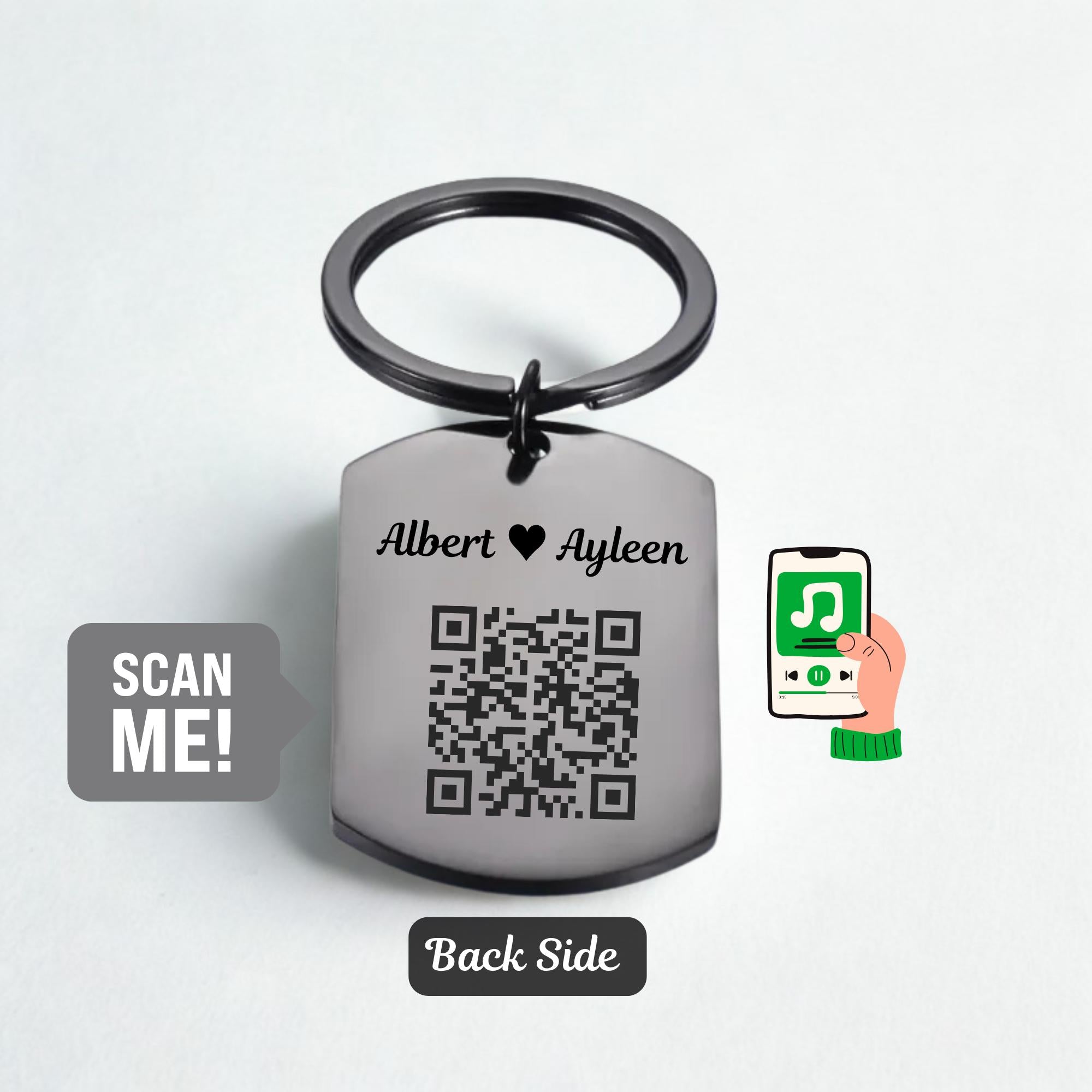 Custom Soundwave Keychain: Scannable QR Code, Personalized Music Gift