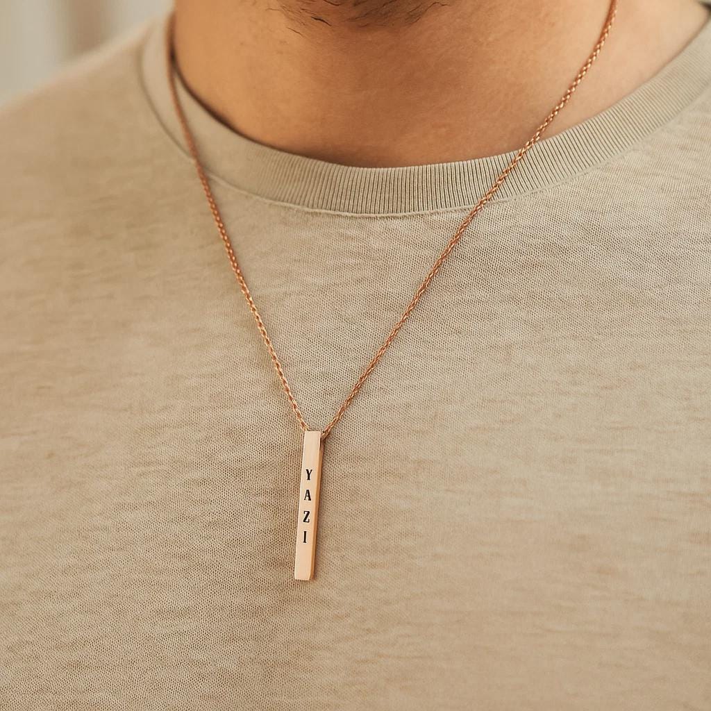 Engraved Men’s Bar Necklace